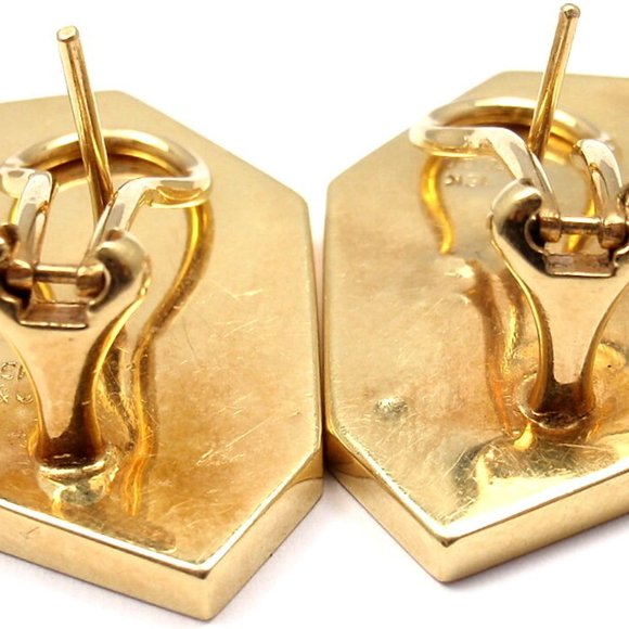 Rare! Authentic Tiffany & Co 18k Yellow Gold Black Jade Mother of Pearl Earrings - Picture 6 of 12